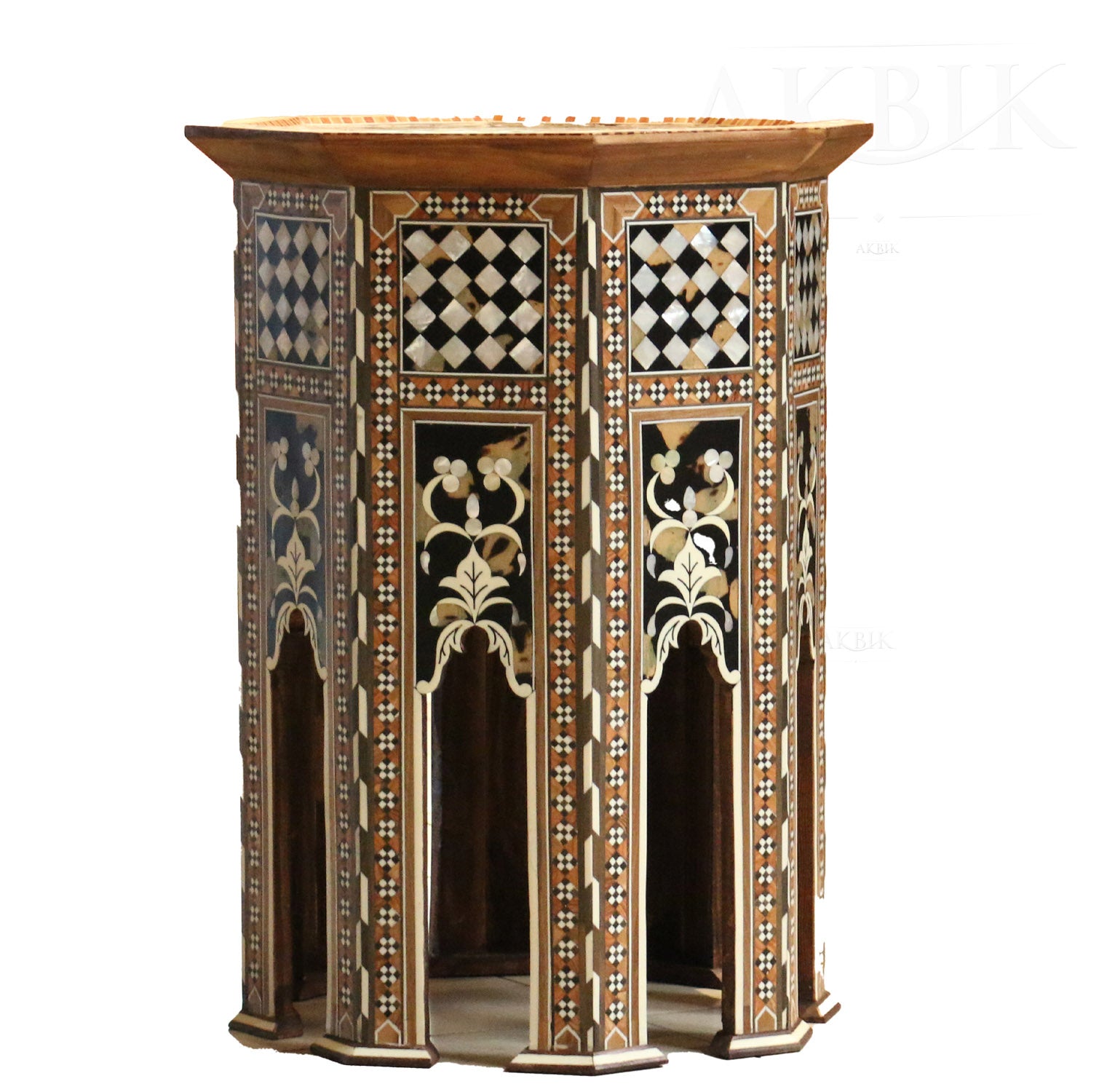 Stylish side table inlaid with mother of pearl