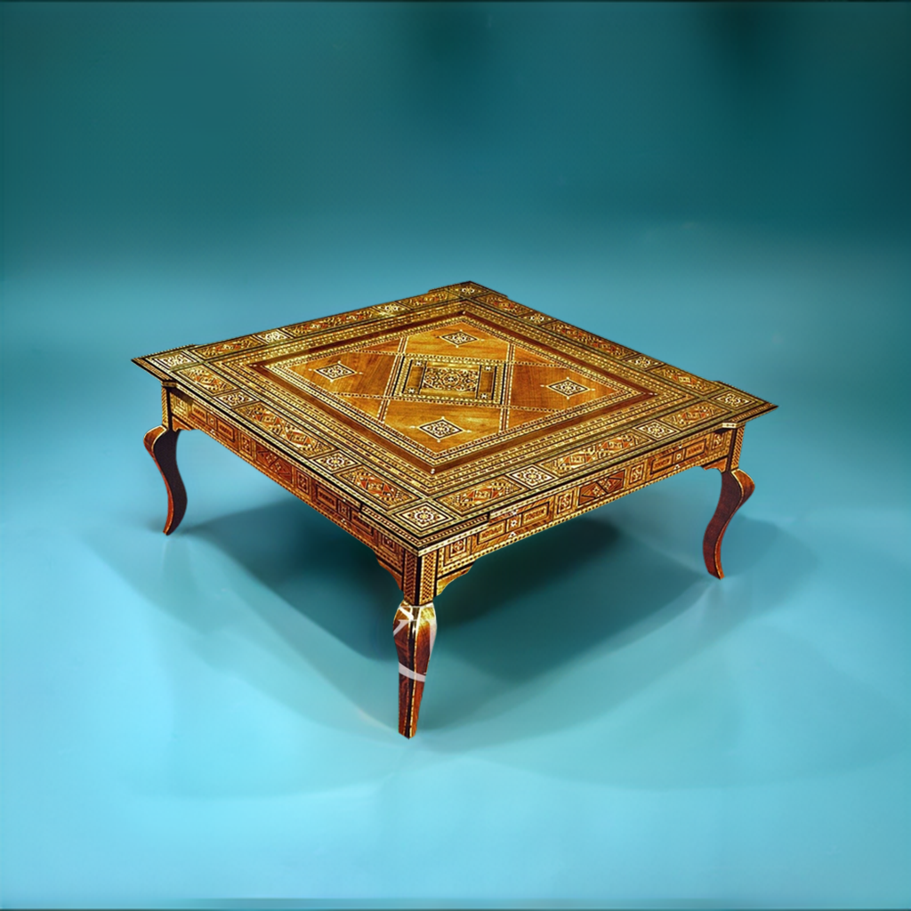 Square Mosaic Mediterranean Marquetry Table