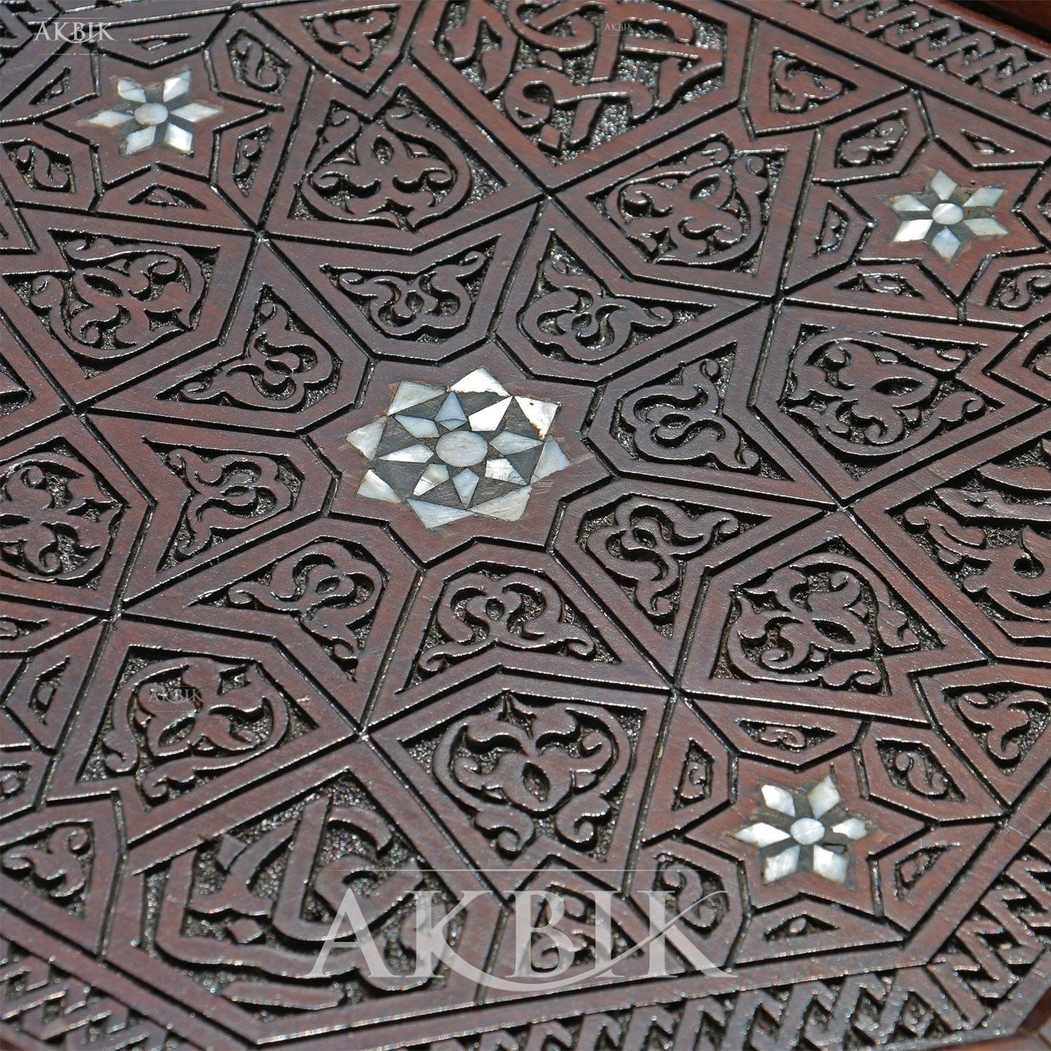 ALCAZAR SIDE TABLE - Hand carved and inlaid with mother of pearl - AKBIK Furniture & Design