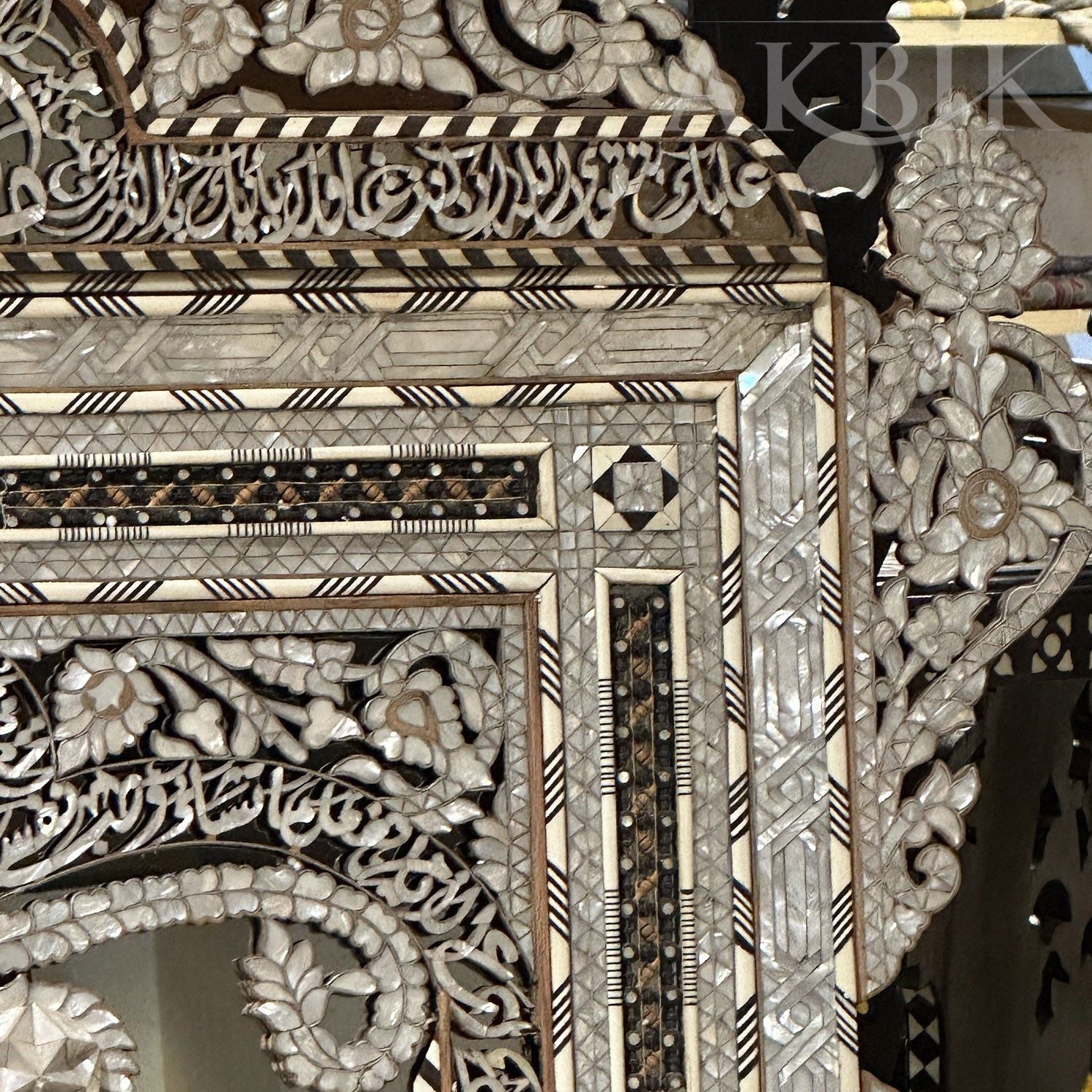 Art of Caligraphy Mother of Pearl Mirror - AKBIK Furniture & Design