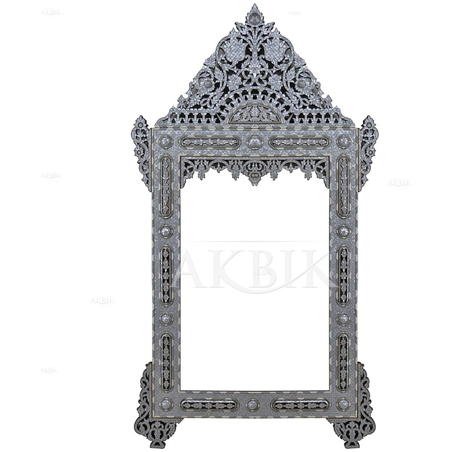 Syrian Mirror inlaid with mother of pearl on walnut - AKBIK Furniture & Design