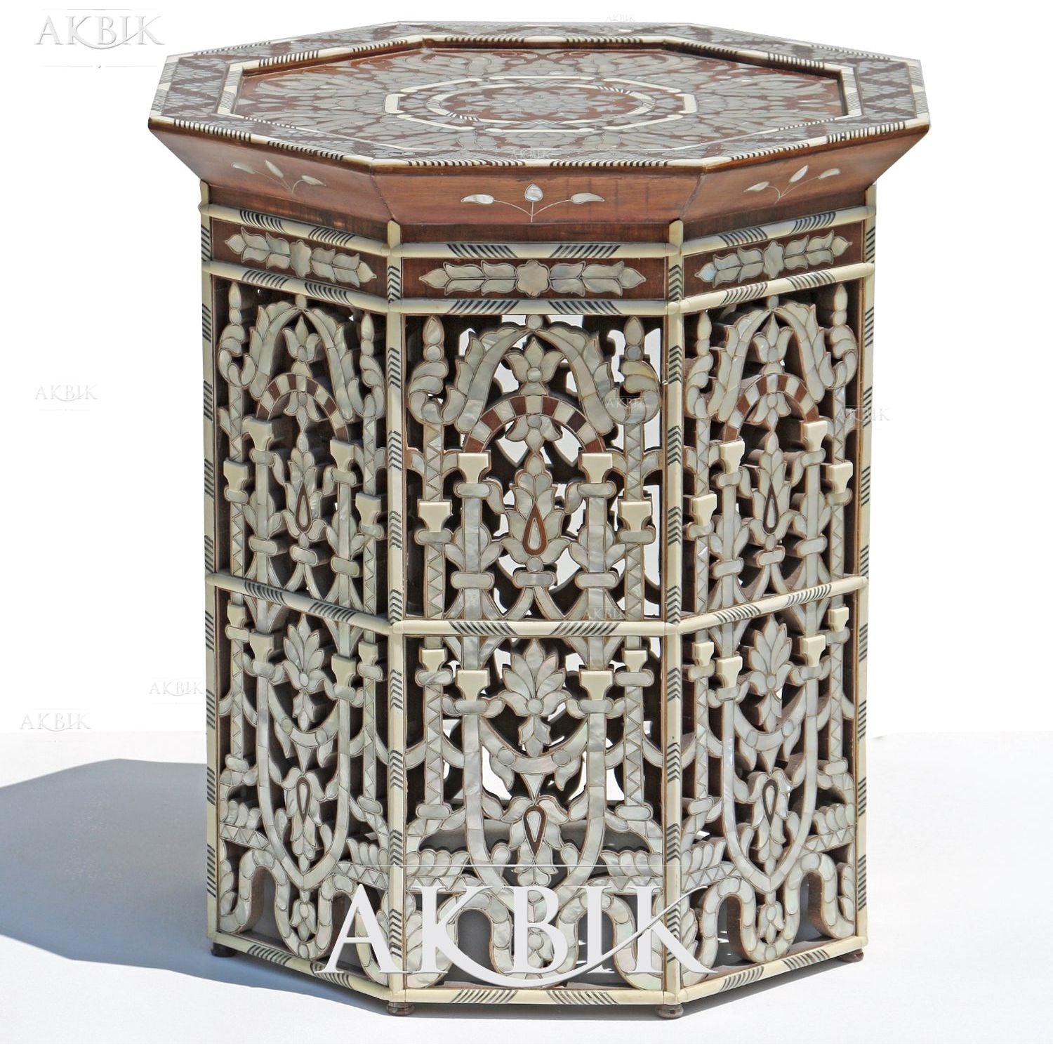 Jewels of a New Planet – Mother of Pearl Inlaid Side Table by Akbik Furniture & Design