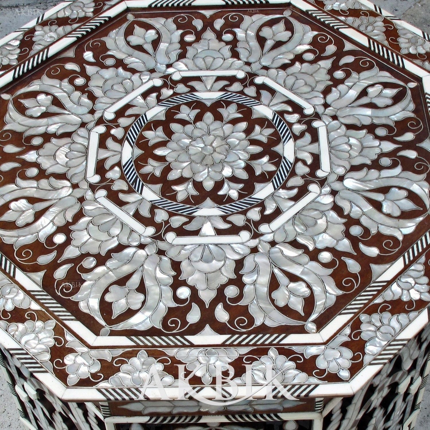 Jewels of a New Planet – Mother of Pearl Inlaid Side Table by Akbik Furniture & Design