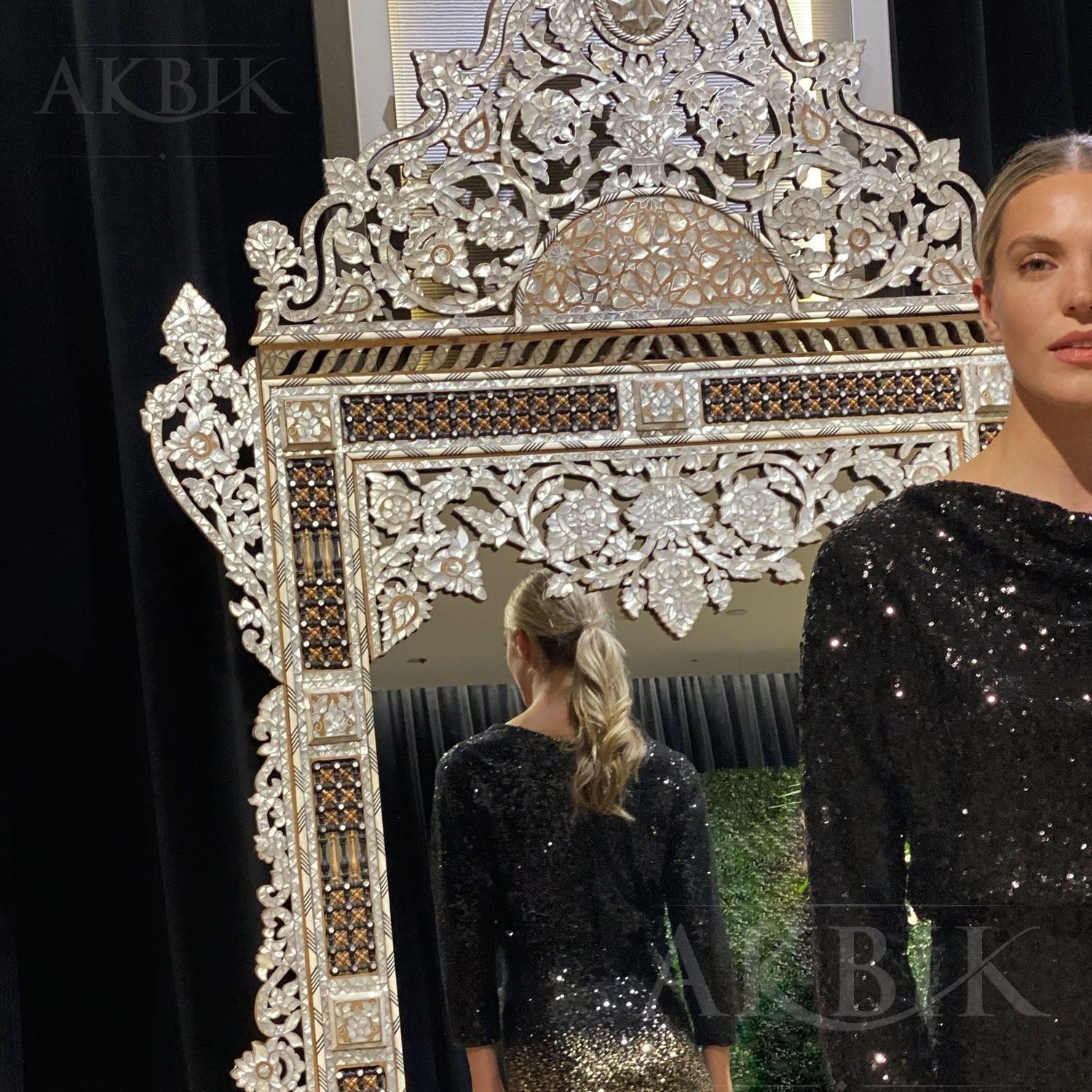 LEVANTINE VINTAGE MIRROR INLAID WITH MOTHER OF PEARL- AKBIK Furniture & Design