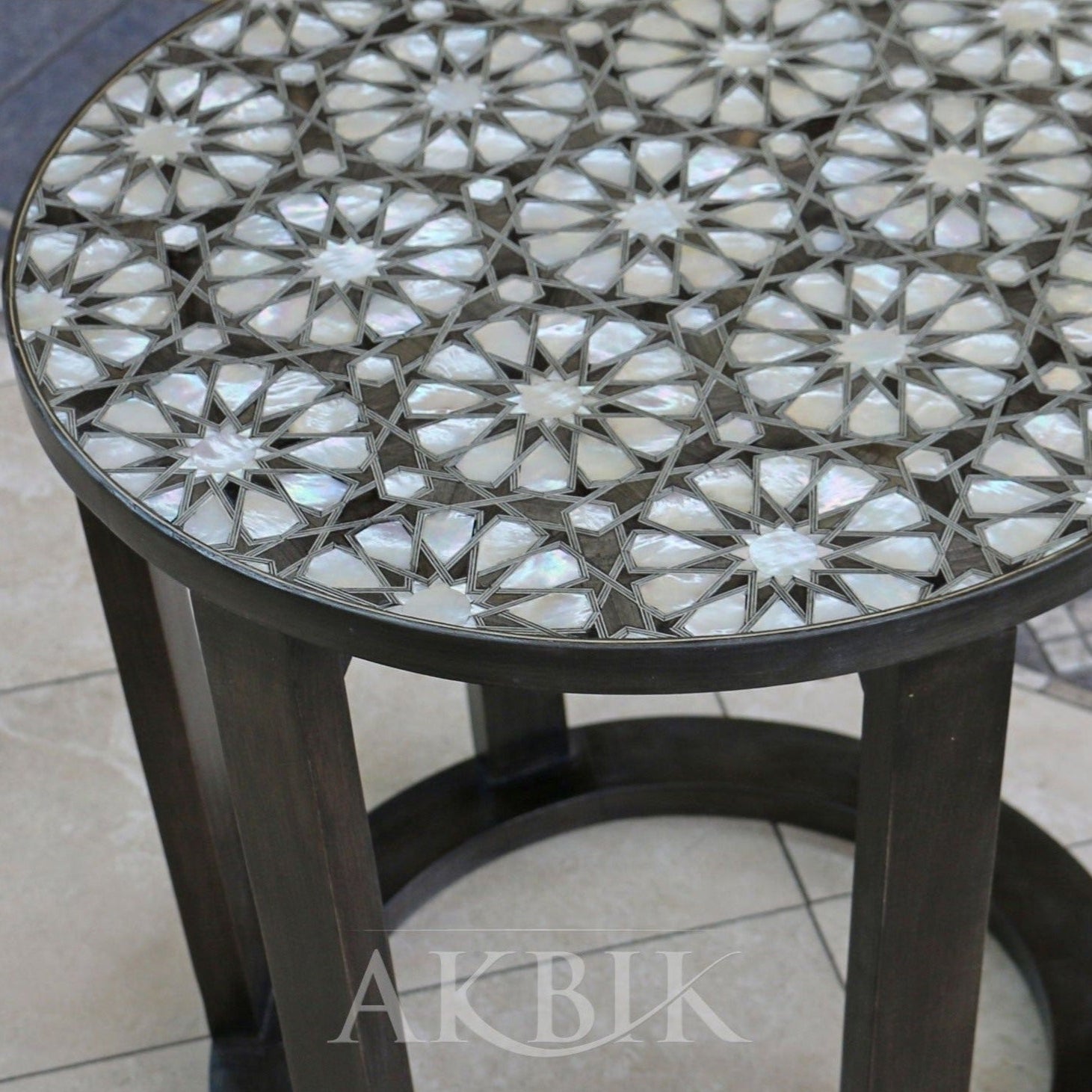 LAKE OF LILIES SIDE TABLE INLAID WITH MOTHER OF PEARL- AKBIK Furniture & Design