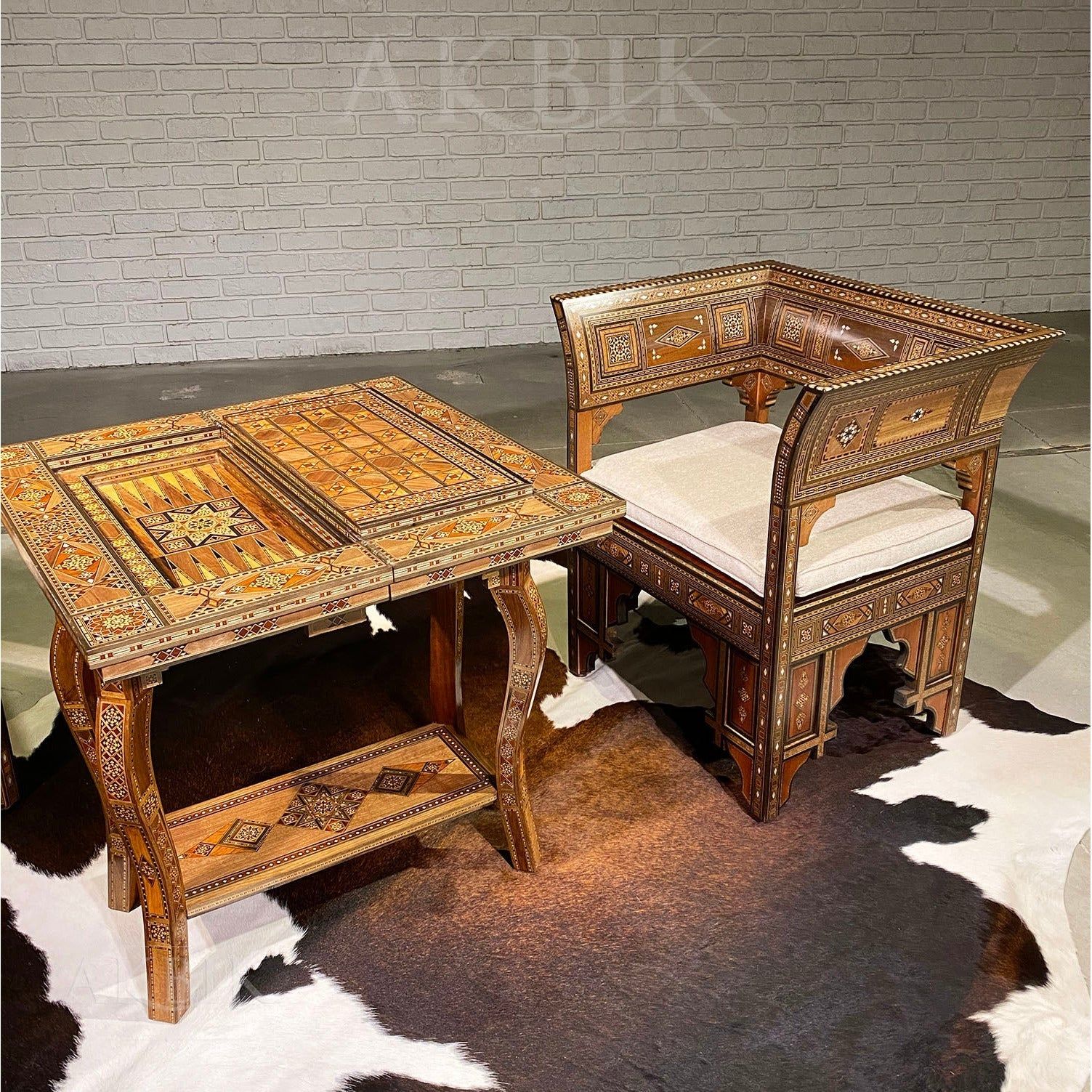 Levantine Mosaic Backgamoon Table Set - AKBIK Furniture & Design