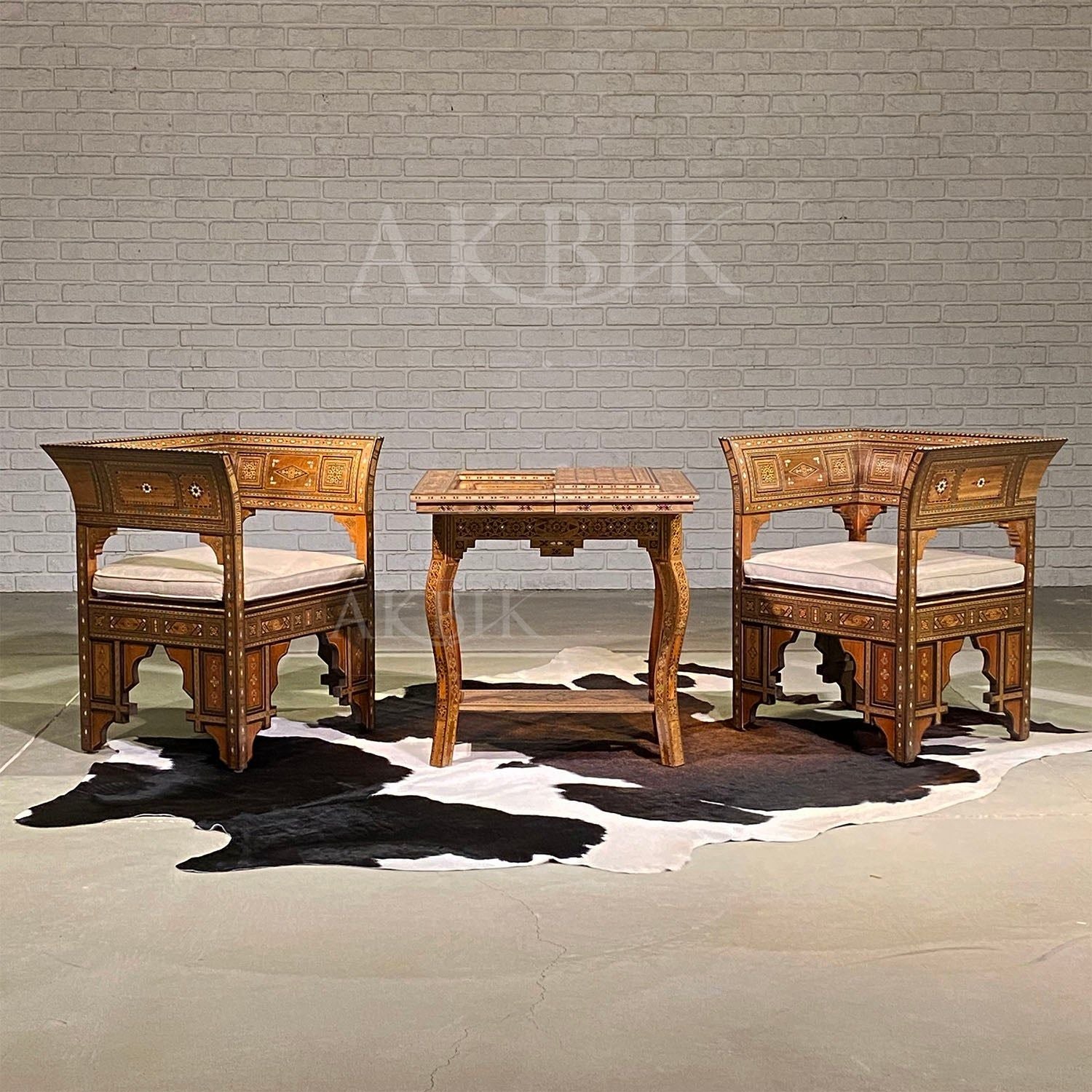 Levantine Mosaic Backgamoon Table Set - AKBIK Furniture & Design