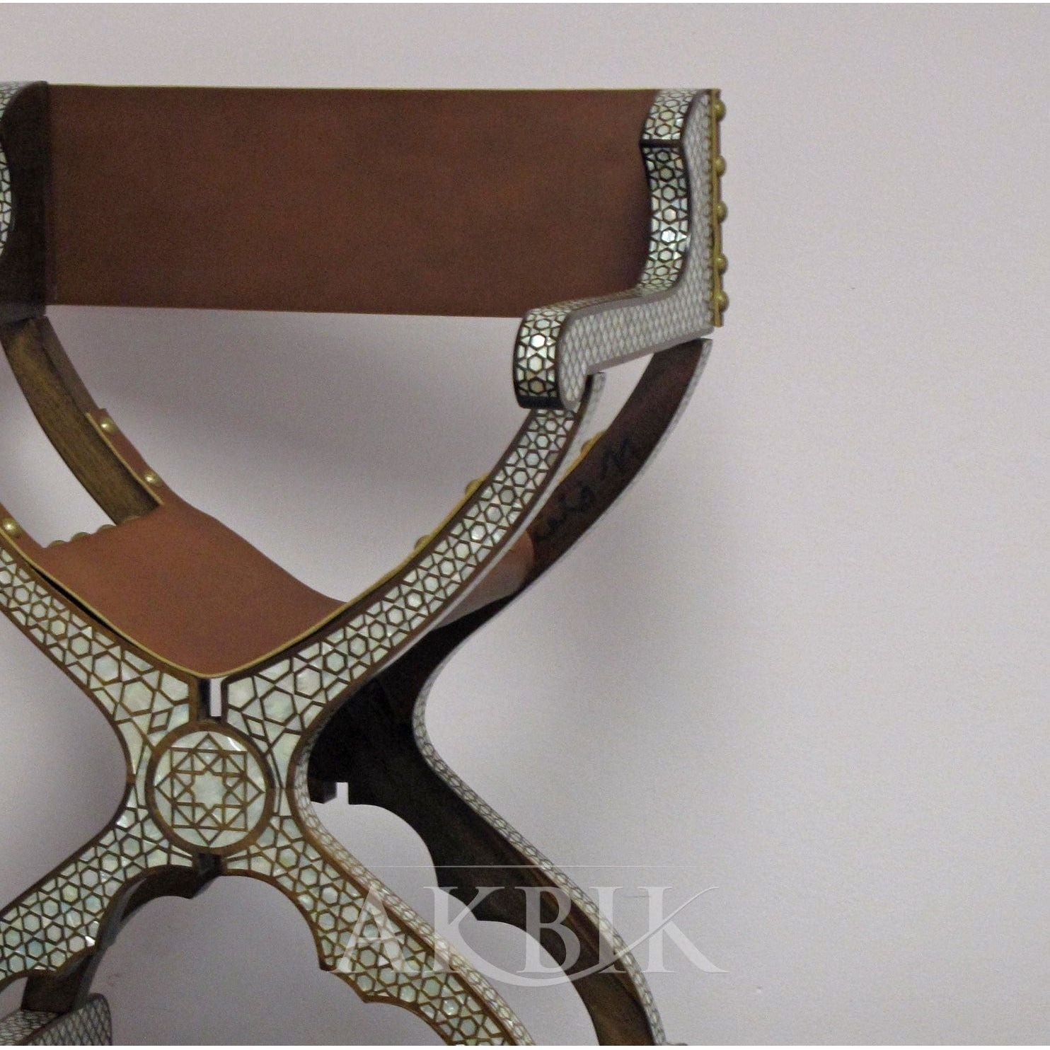 MEDITERRANEAN CHAIR INLAID WITH MOTHER OF PEARL - AKBIK Furniture & Design