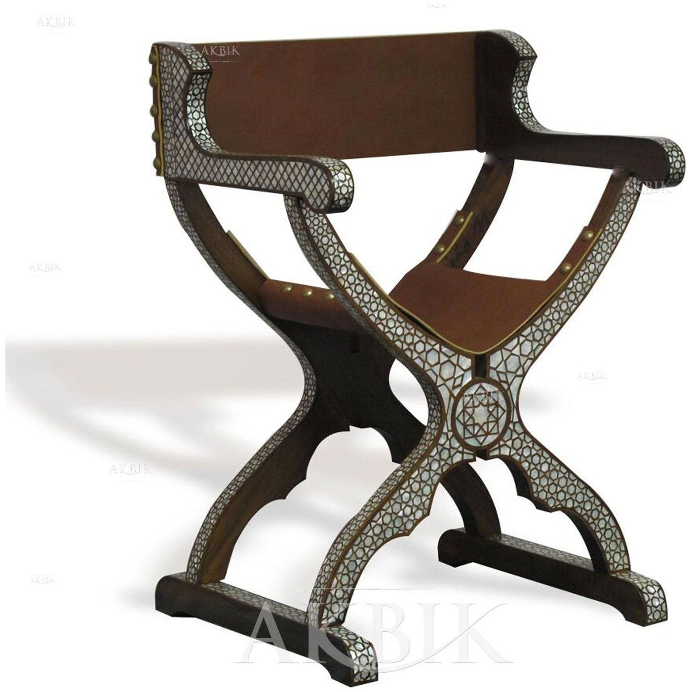 MEDITERRANEAN CHAIR INLAID WITH MOTHER OF PEARL - AKBIK Furniture & Design