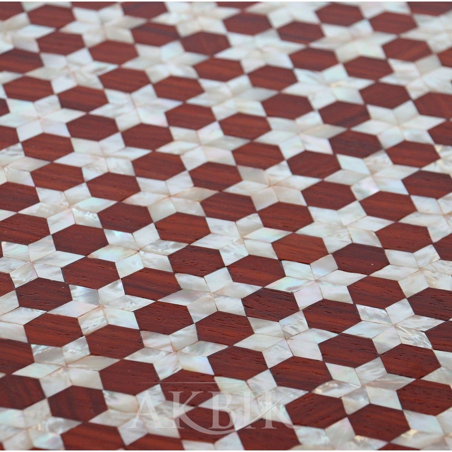MOROCCAN STARS STYLE PALACE SIZE SIDE TABLE - INLAID WITH MOTHER OF PEARL AND ROSE WOOD BY AKBIK Furniture & Design