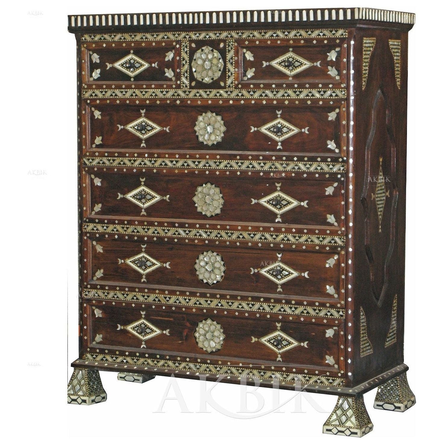 MOROCCAN STYLE MOTHER OF PEARL CHEST - AKBIK Furniture & Design