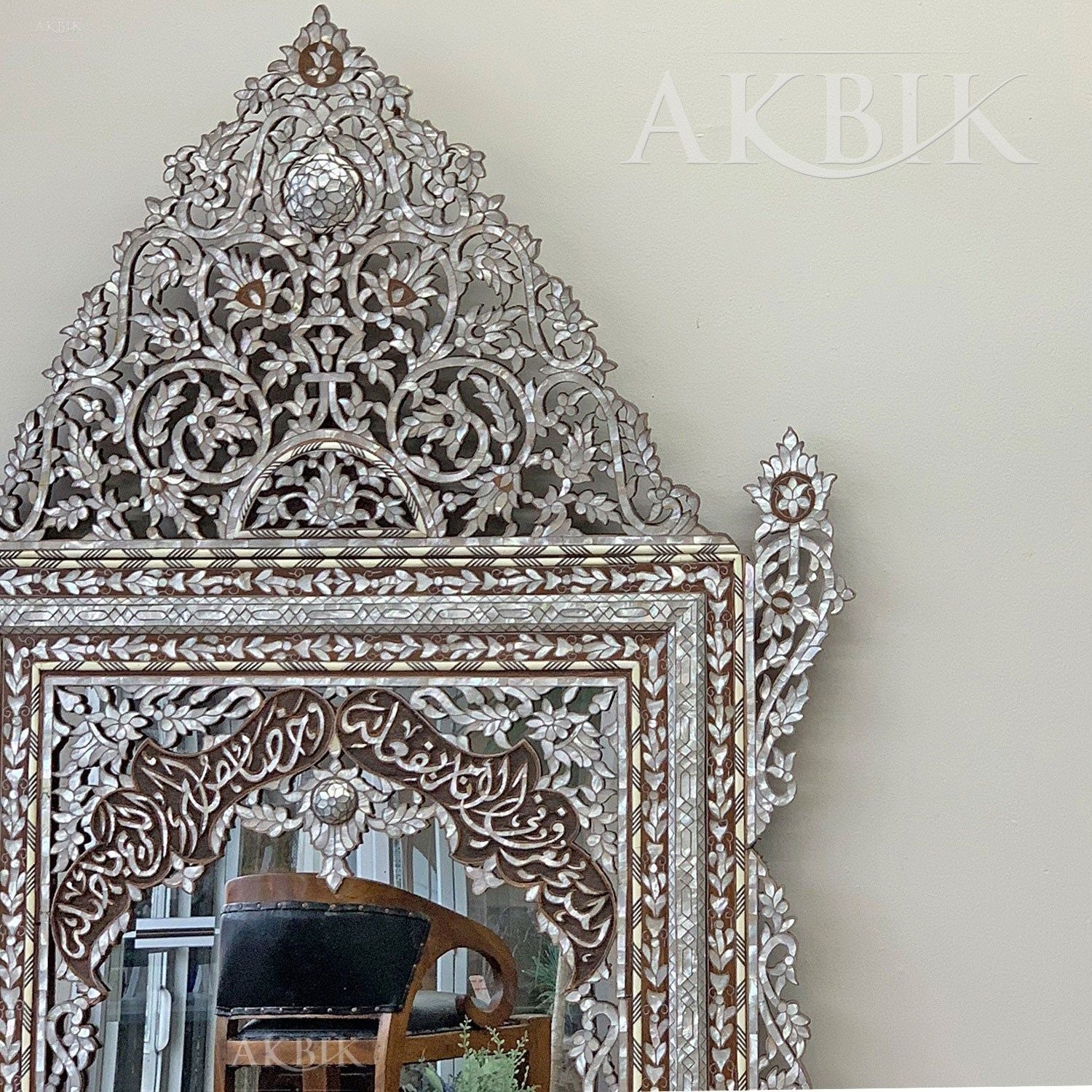 MOTHER OF PEARL INTRICATE MIRROR - AKBIK Furniture & Design