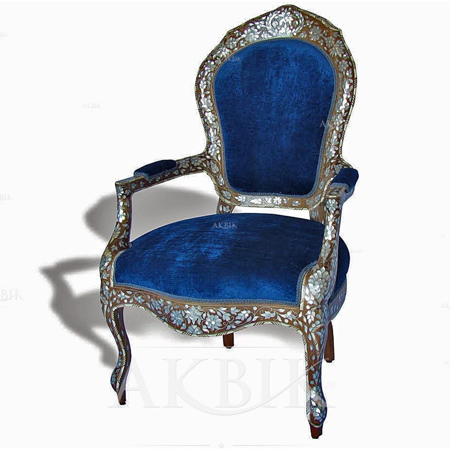 Hand-carved Armchair with Mother-of-Pearl Inlay – Luxury Design