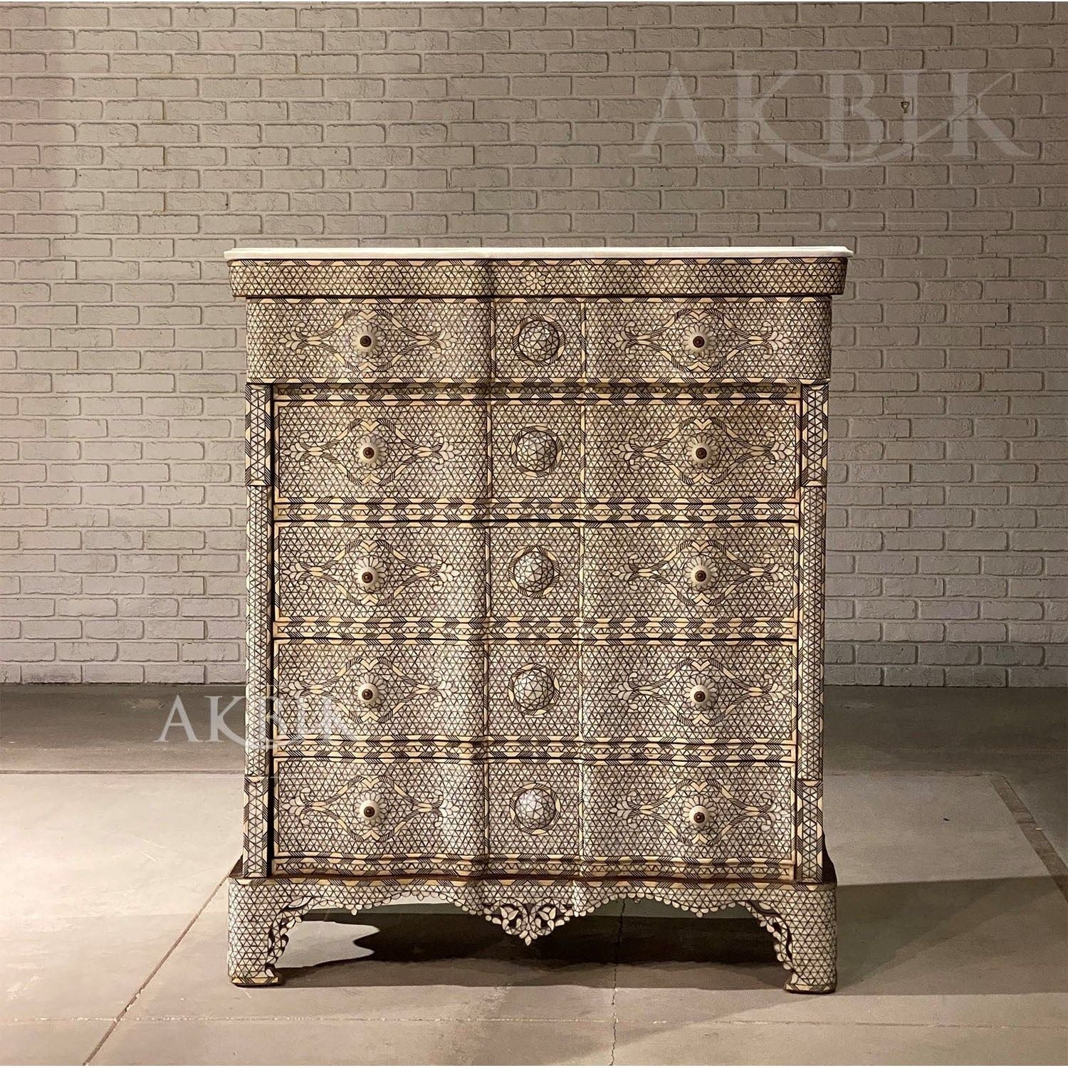 Mother of pearl chest of drawers Syrian middle easterns style - AKBIK Furniture & Design