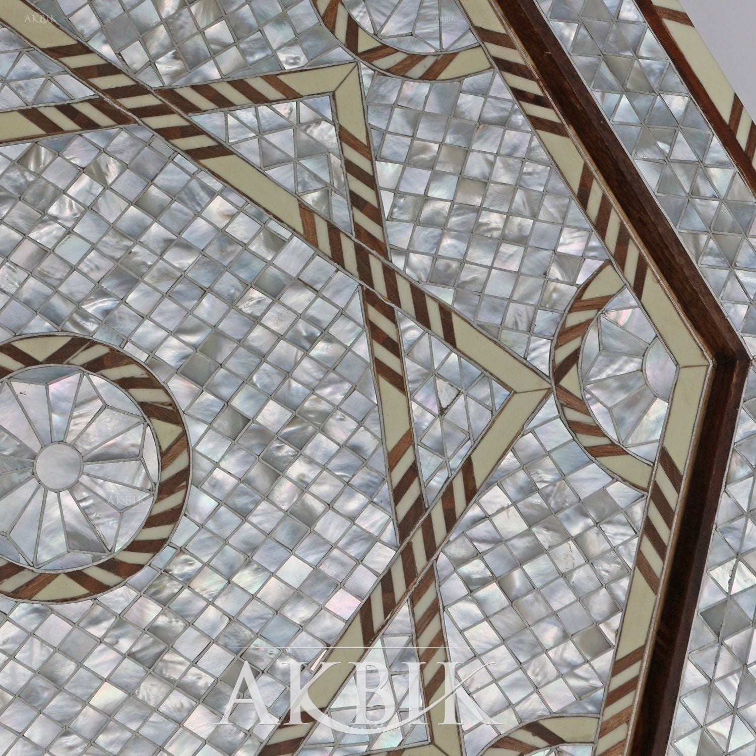 TOP OF MOTHER OF PEARL SIDE TABLE HAND CRAFTED - AKBIK Furniture & Design