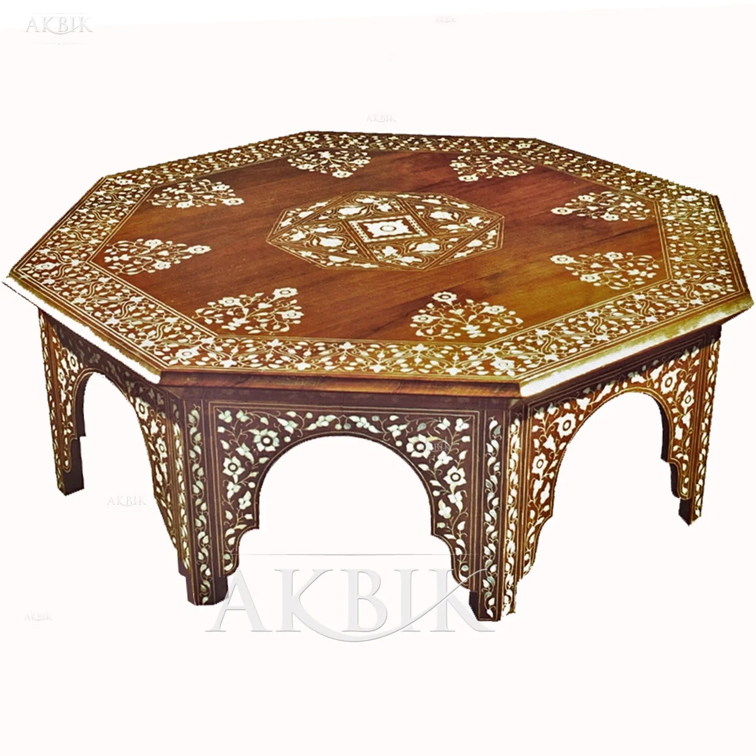 Lavish Syrian Mother-of-Pearl Inlaid Coffee Table