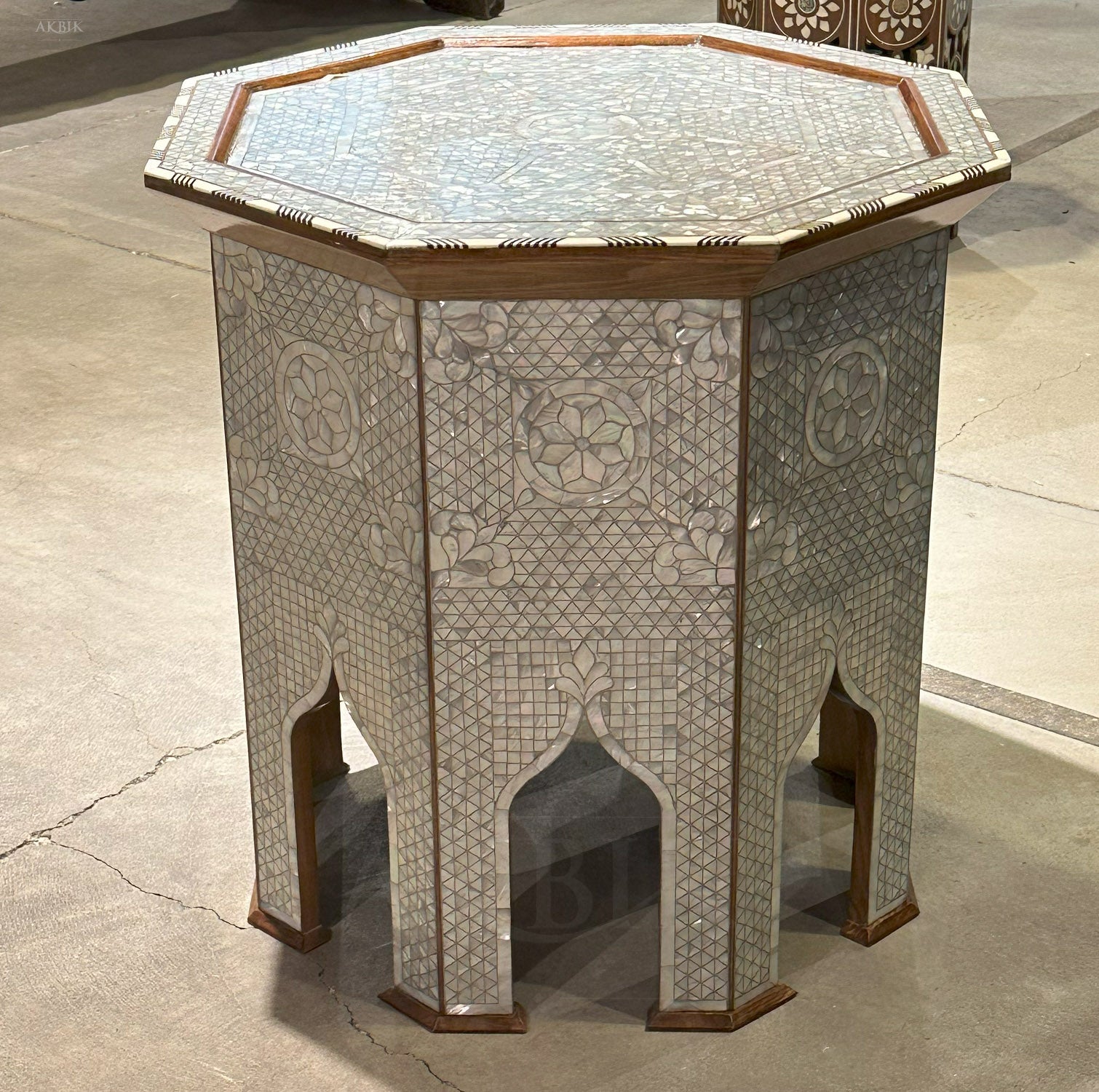 Iridescent Inlay: Mother-of-Pearl Side Table