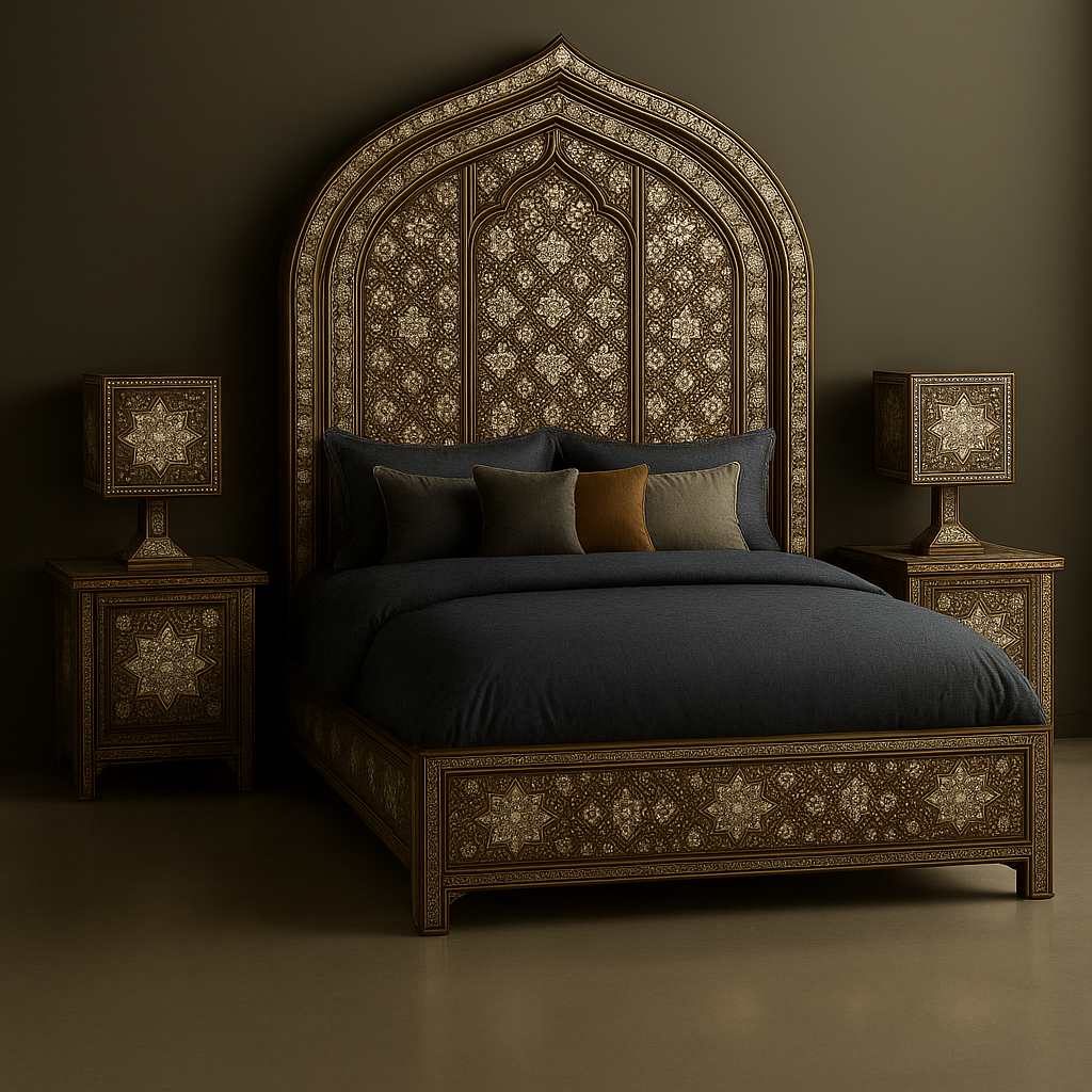 Carvaria I Syrian-Moroccan-Inspired Mother-of-Pearl Inlaid Bed Set