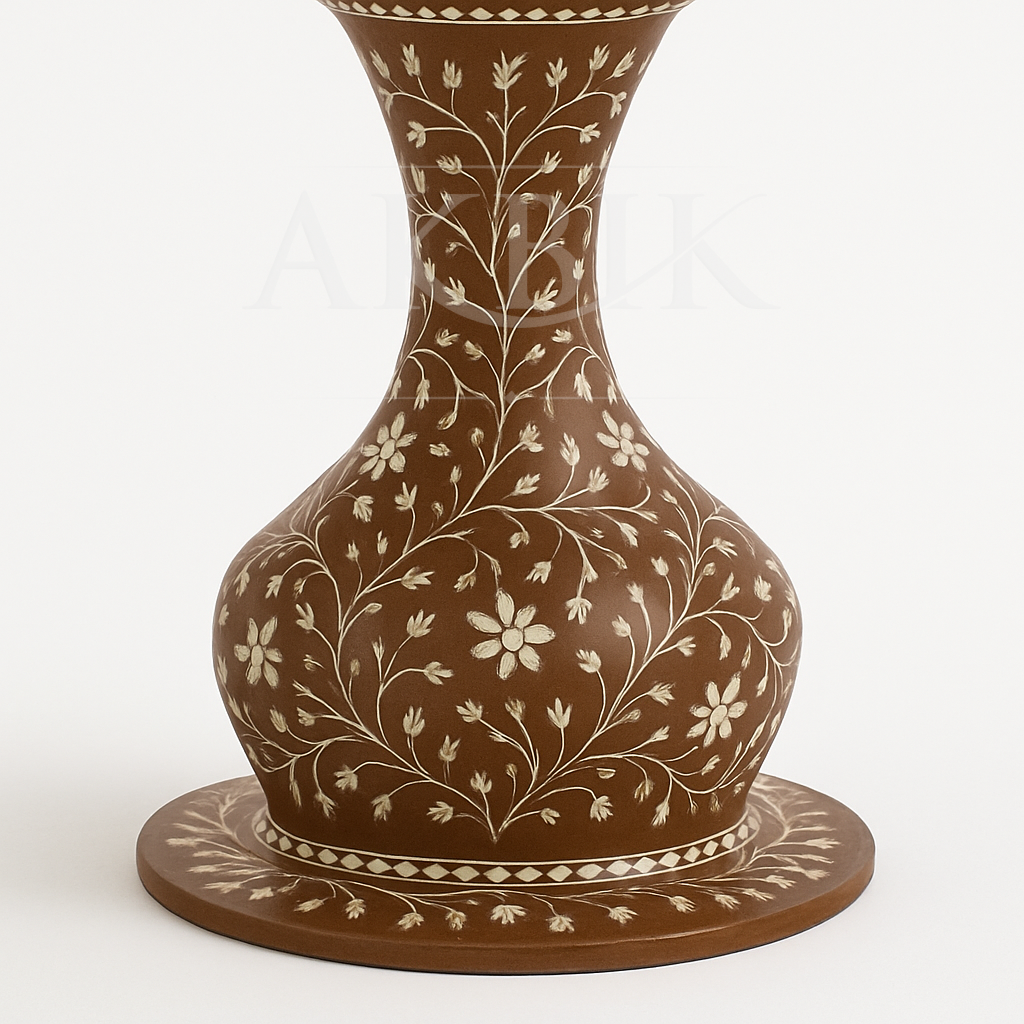Majestic Round Dining Table – Solid Walnut with Customizable Mother-of-Pearl Inlay
