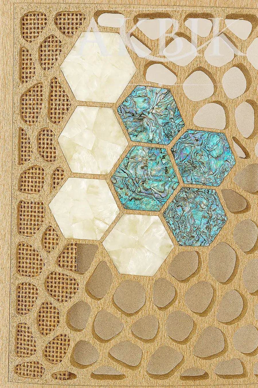 cloe up view of abalone and mother of pearl of a chair by Akbik furniture & Design 