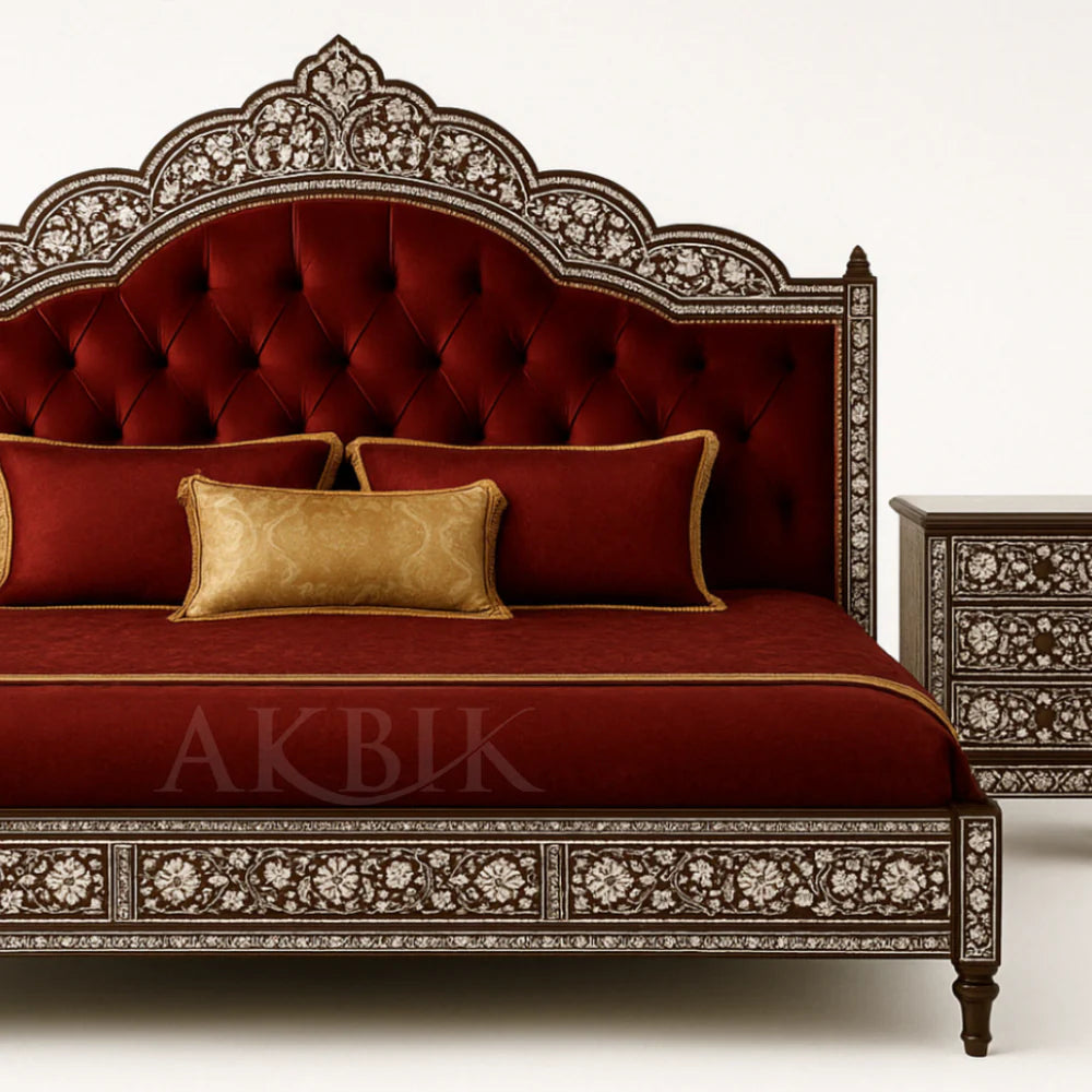 Elevate your bedroom with this majestic Syrian-inspired king-size bed