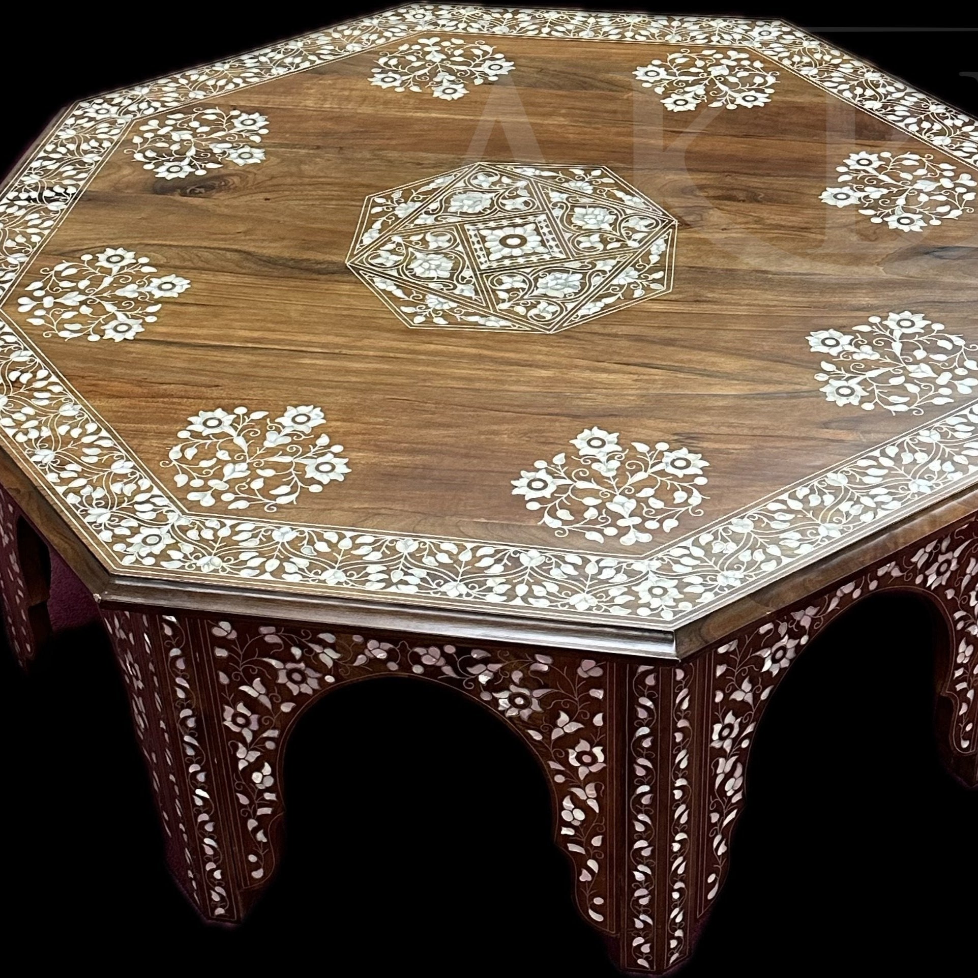 Mother of pearl coffee table in octagon shape 