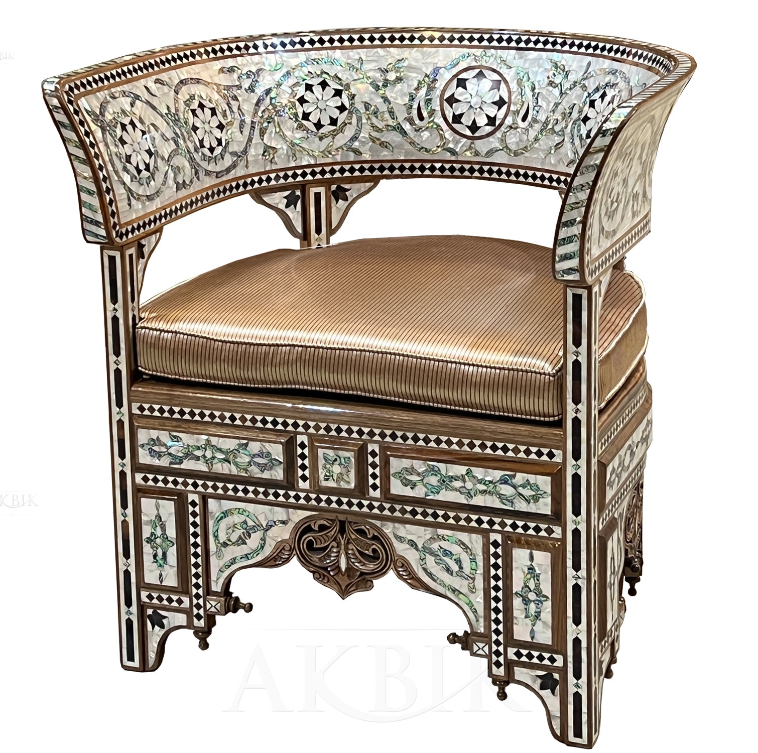 Celestial Waves Chair: Abalone & Mother of Pearl Inlay