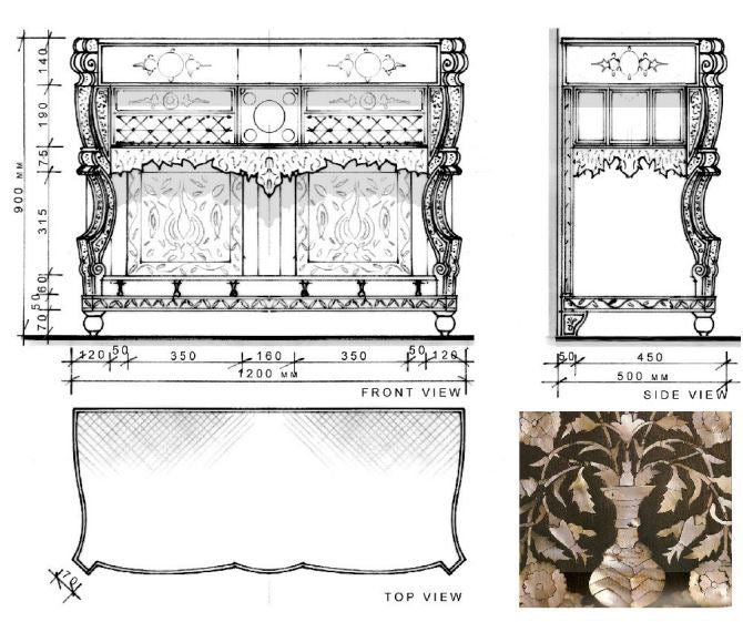Serena Vanity - Syrian Inspired Bathroom Vanity Inlaid with Mother of Pearl