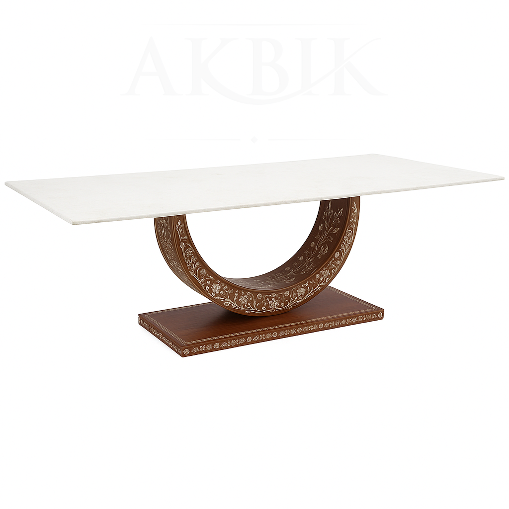 Crescenta – Syro-Moroccan Inspired Walnut Dining Table with Mother-of-Pearl Inlay