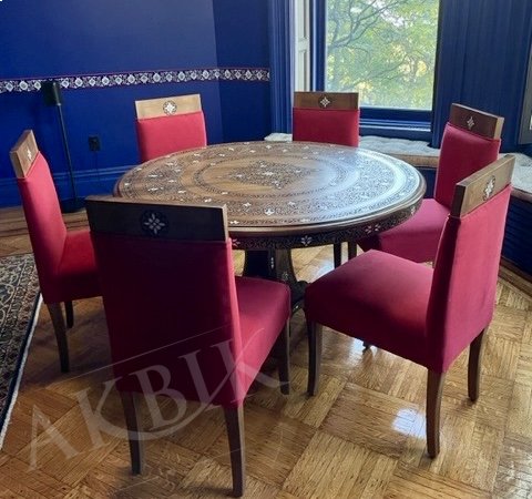 Lost in Space – Luxury Dining/Foyer Table hand-Carved with Mother-of-Pearl inlay
