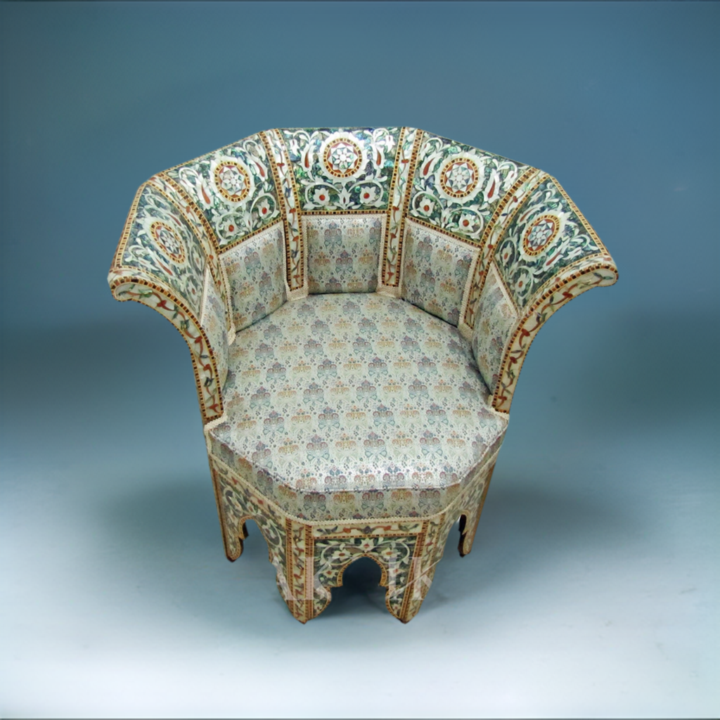 "Aurora Borealis" Mother of Pearl Inlaid Chair