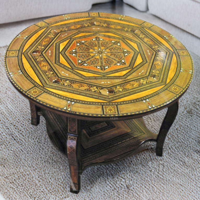 Alhambra Mosaic Marquetry Round Coffee Table