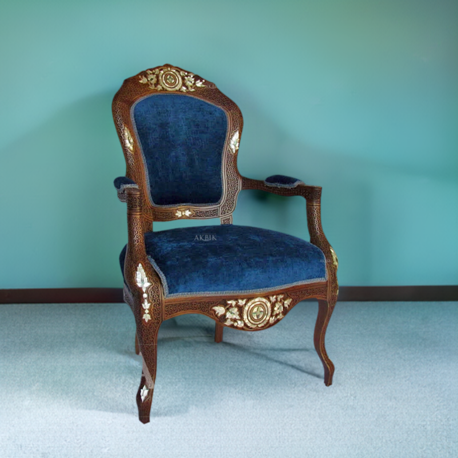 "Pearlescent Peacock" Mother of Pearl Inlaid Chair