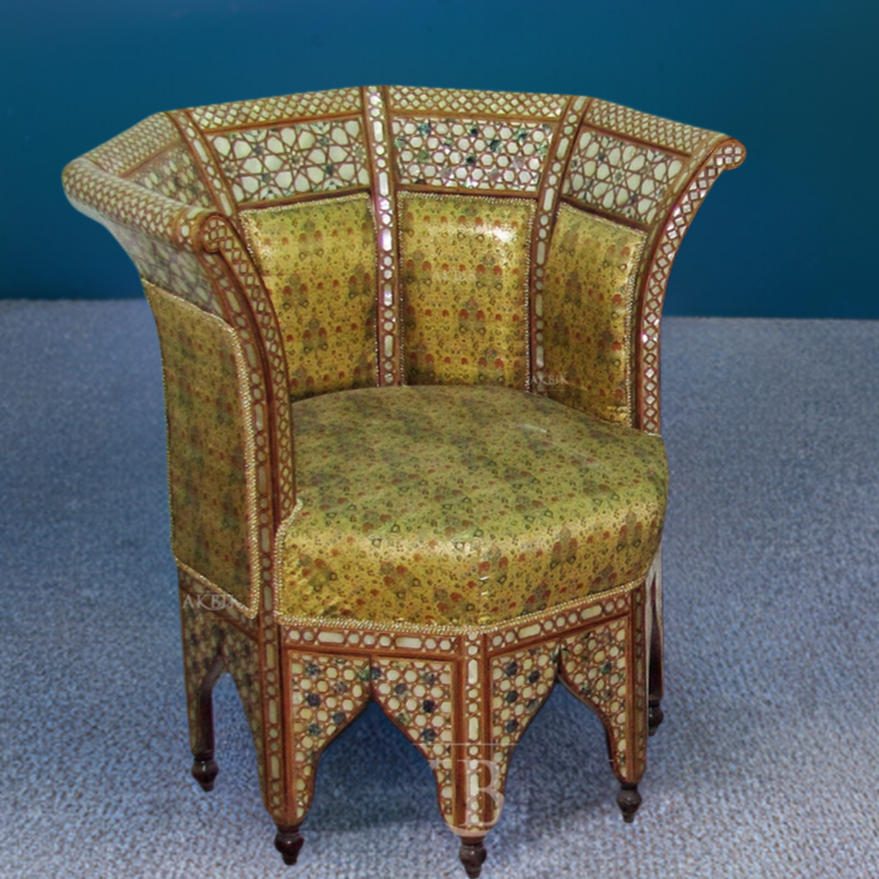 "Golden Sands" Mother of Pearl Inlaid Chair