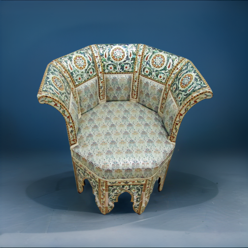 "Aurora Borealis" Mother of Pearl Inlaid Chair