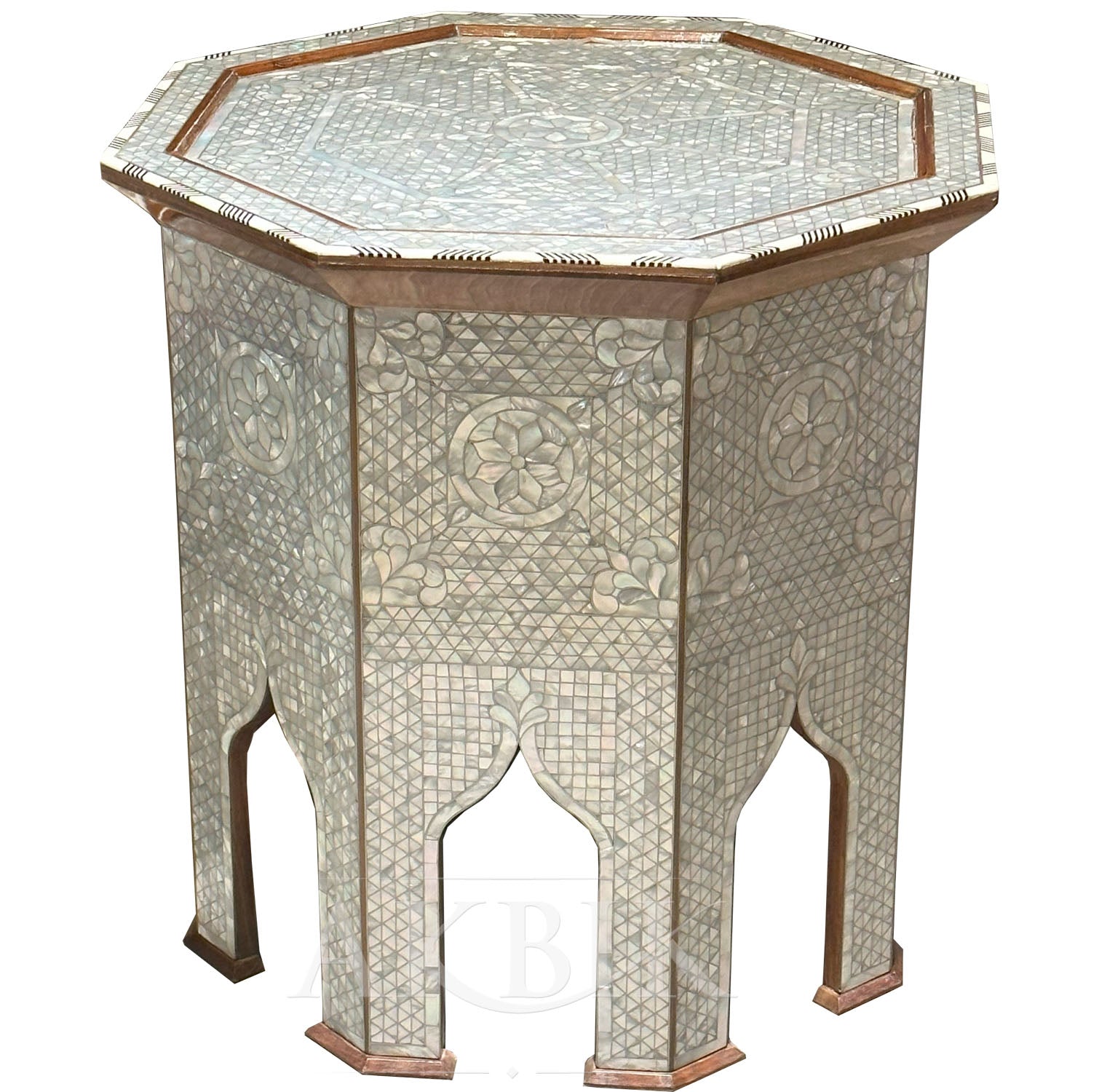 Iridescent Inlay: Mother-of-Pearl Side Table
