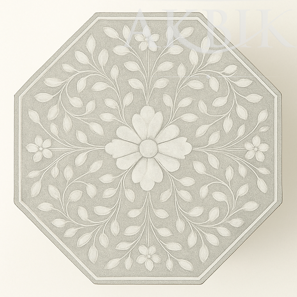 Florale Light - Grey Mother of Pearl Inlaid Coffee Table Set