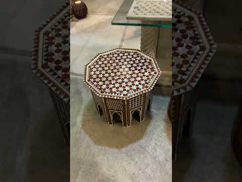 MOROCCAN STARS STYLE PALACE SIZE SIDE TABLE - INLAID WITH MOTHER OF PEARL AND ROSE WOOD BY AKBIK Furniture & Design
