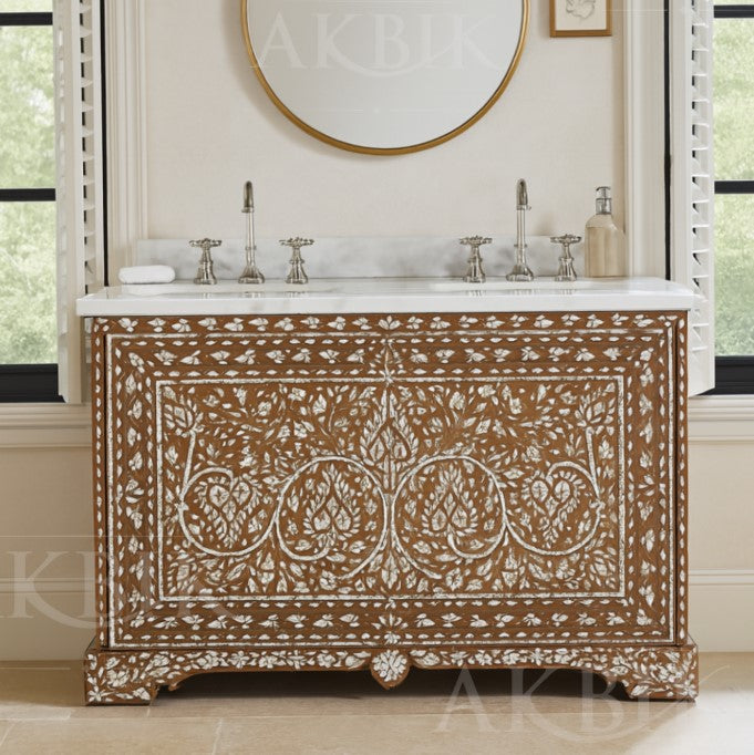 Hidden Paradise Mother of Pearl Sideboard, Buffet – Custom Bathroom Vanity Option - AKBIK Furniture & Design