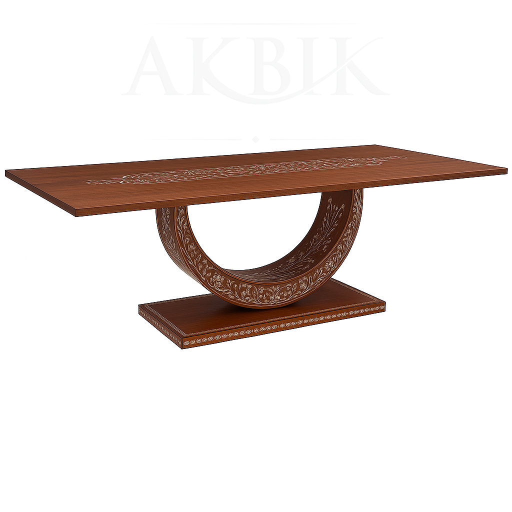 Crescenta – Syro-Moroccan Inspired Walnut Dining Table with Mother-of-Pearl Inlay