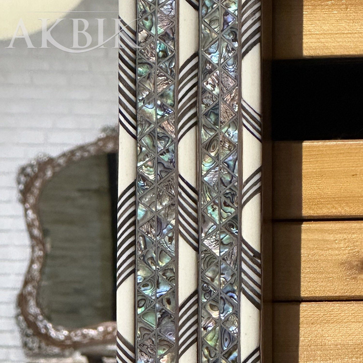 Abalone hand inlaid mirror by Akbik