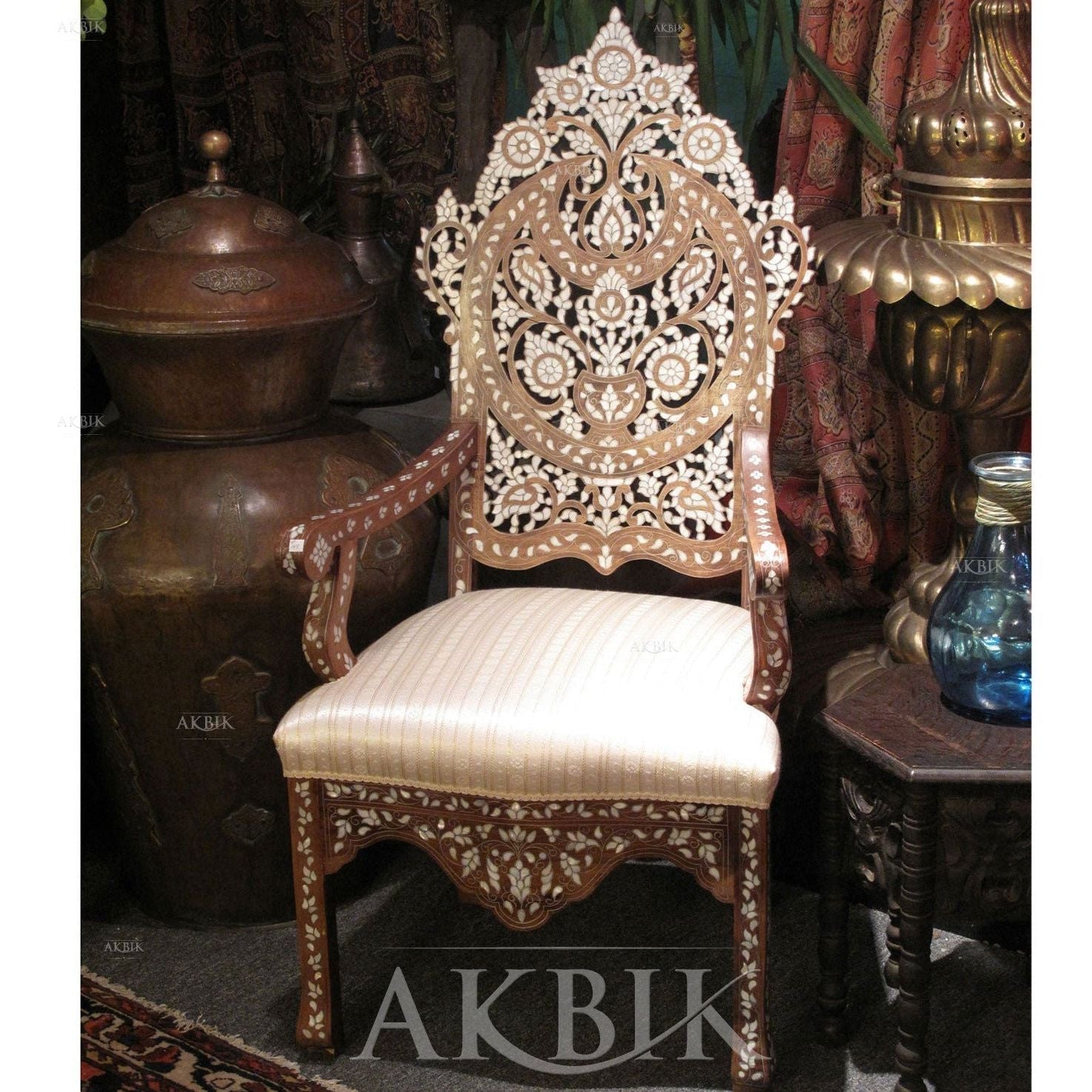 Luxury Arm Chair with Mother of Pearl Embellishments – Akbik
