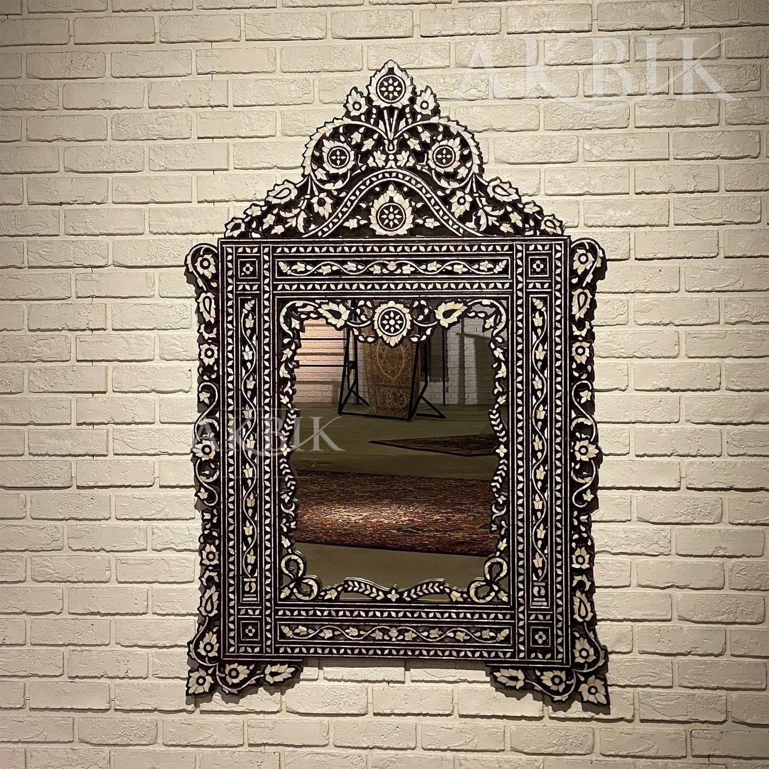 Solare Mirror – Mother of Pearl Inlay with Ancient Spirit by Akbik Furniture & Design