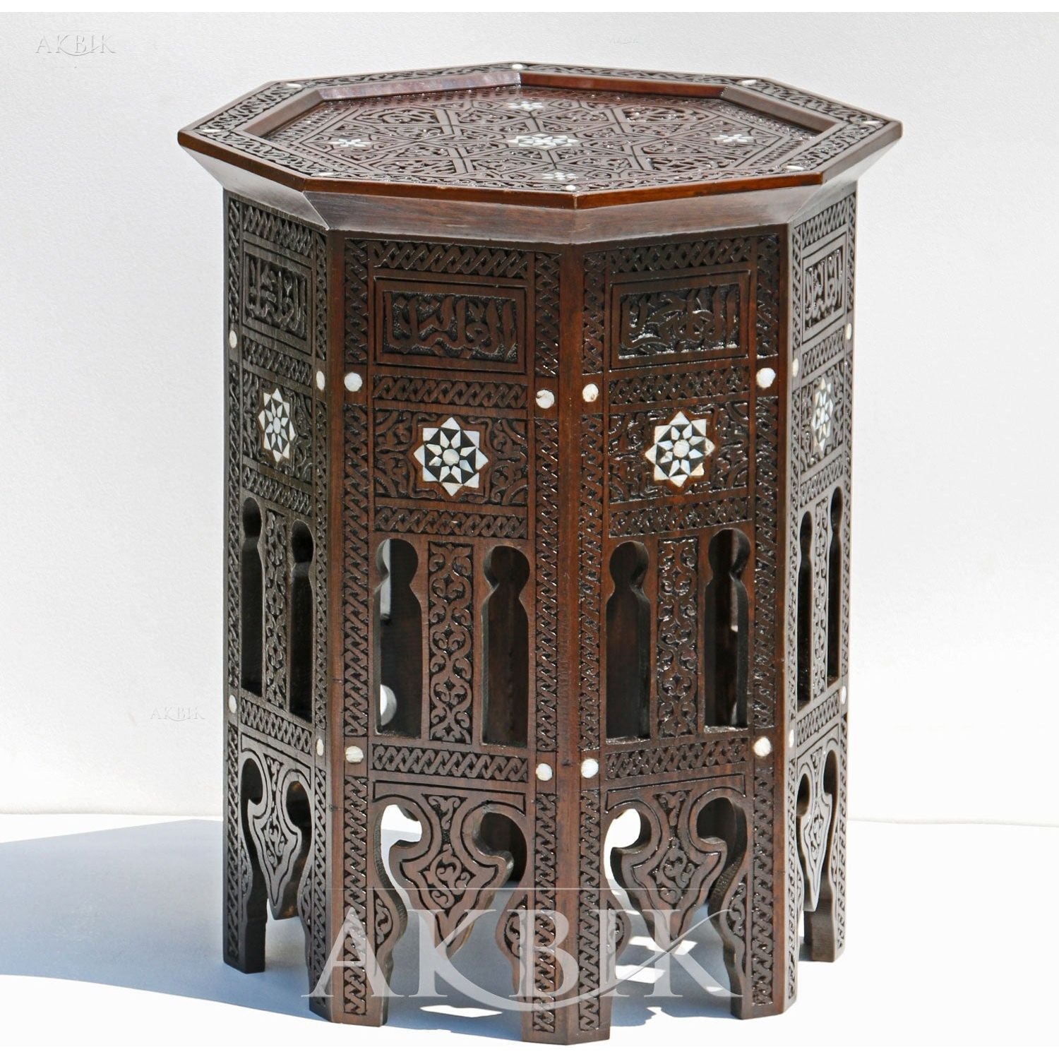 ALCAZAR SIDE TABLE - Hand carved and inlaid with mother of pearl - AKBIK Furniture & Design
