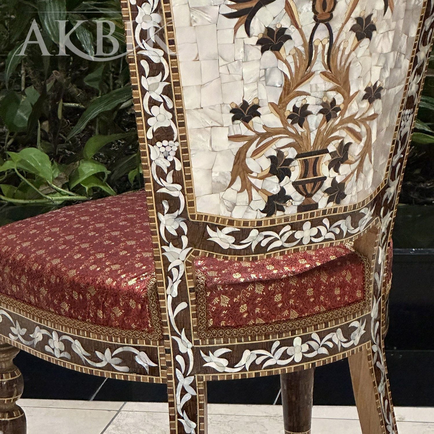 Birds of Paradise Mother of Pearl Armless Chair - AKBIK Furniture & Design