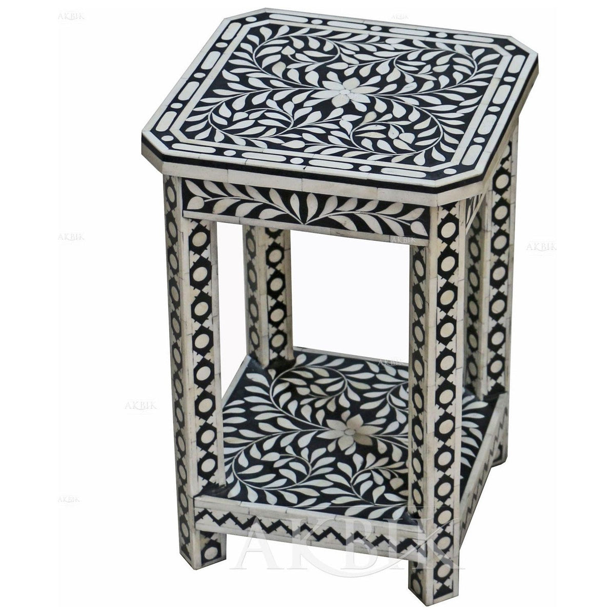 Side Table Hand-crafted with Bone inlay – Akbik Furniture & Design