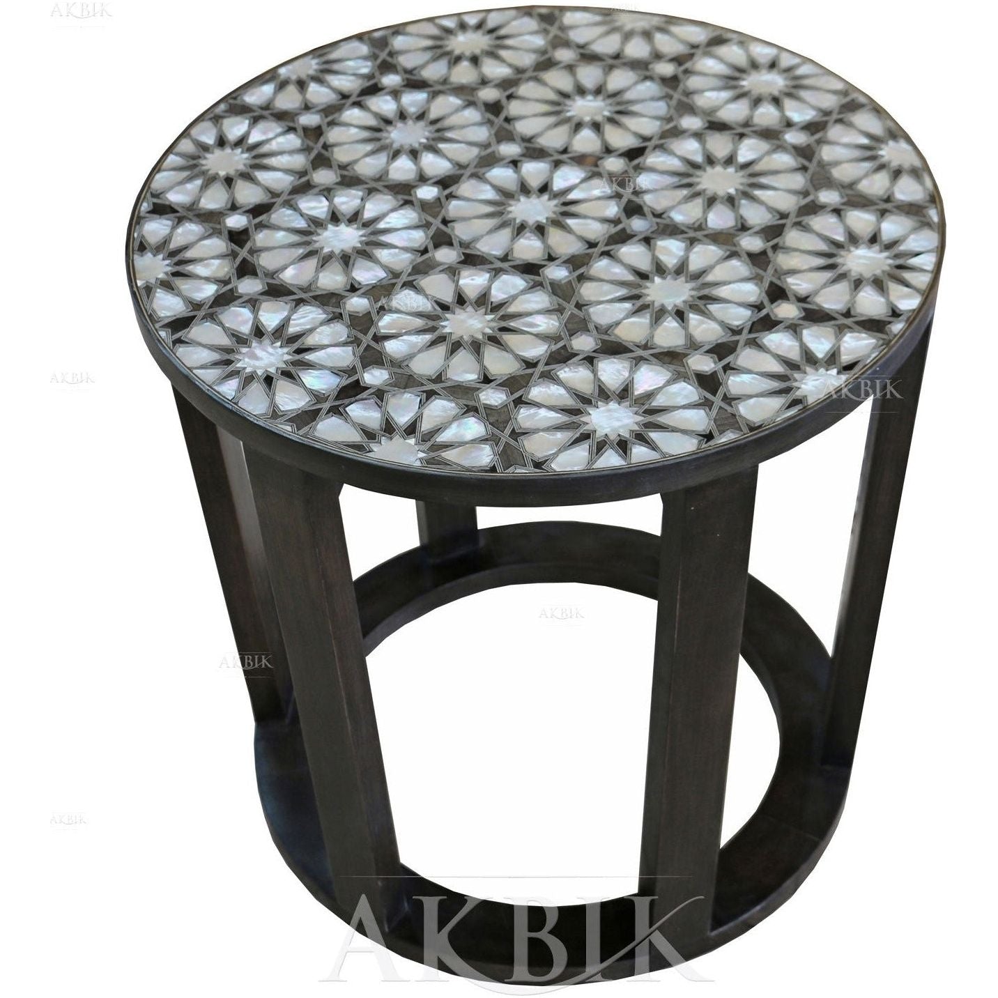 LAKE OF LILIES SIDE TABLE INLAID WITH MOTHER OF PEARL- AKBIK Furniture & Design