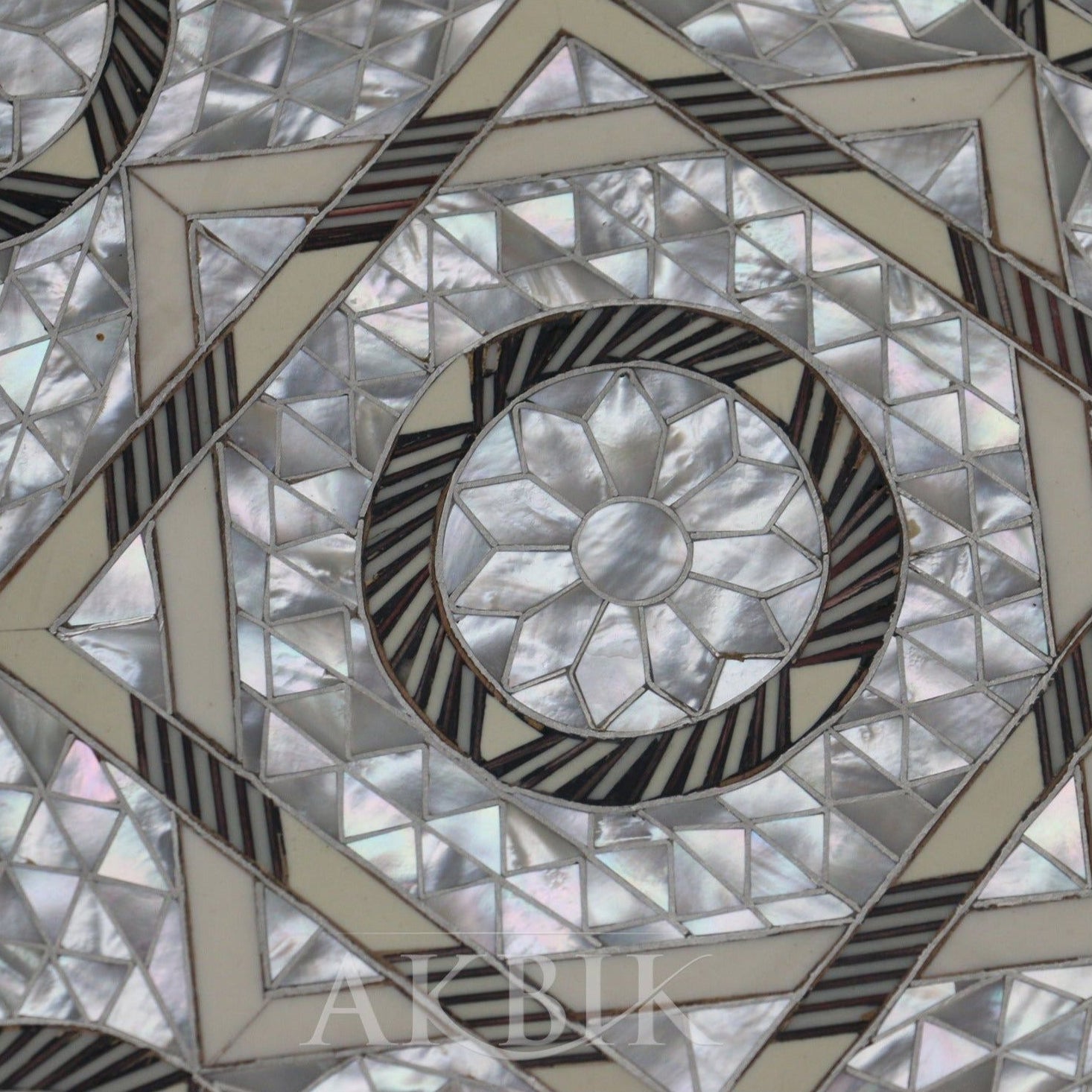Mother of pearl side table octagon shape Levantine design by Akbik Furniture & Design 
