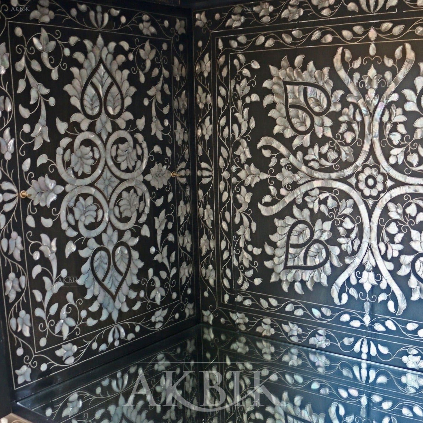 MIRRORED PARADISE SIDEBOARD - Hand inlaid with mother of pearl son solid wood by AKBIK Furniture & Design
