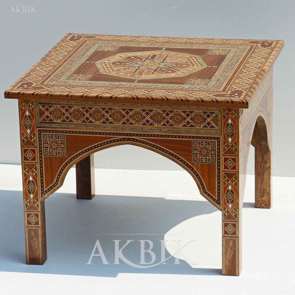 MOSAIC MARQUETRY SIDE TABLE - AKBIK Furniture & Design